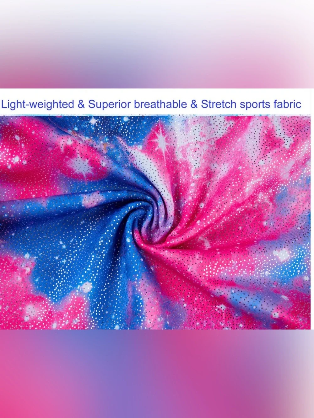 Girls Gymnastics Leotard Unitard Size 4 Galaxy Space Print Bikotard Sparkly Blue